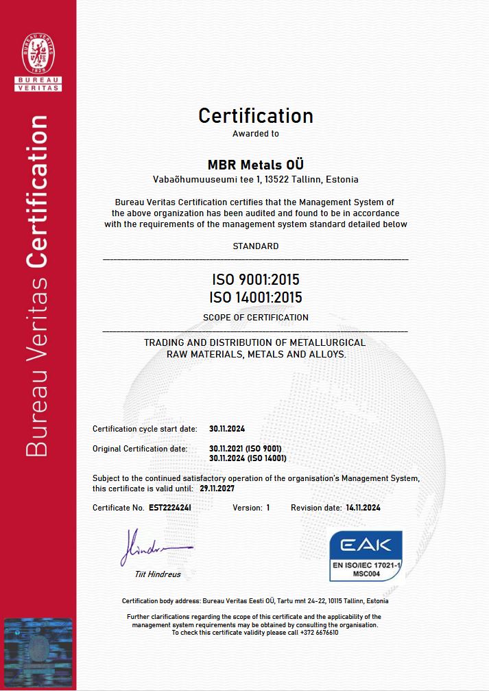 ISO9001, 14001 certificate